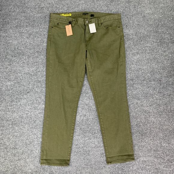 J Crew Jeans Mens 33 Ivy Green Toothpick Ankle Super Skinny Stretch 5 Pocket - Picture 2 of 11